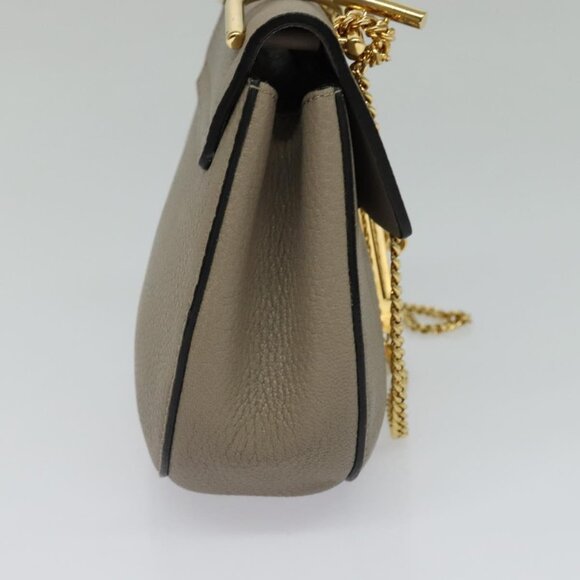 Chloe Chain Drew Shoulder Bag Leather Gray Gold Auth - Picture 5 of 16
